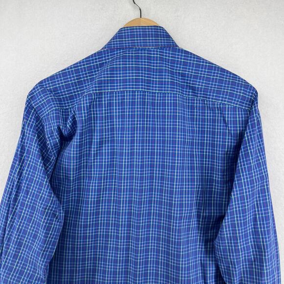 PAUL STUART Shirt Mens M Plaid Woven Button Up Long Sleeve Cotton Blue - Picture 6 of 16